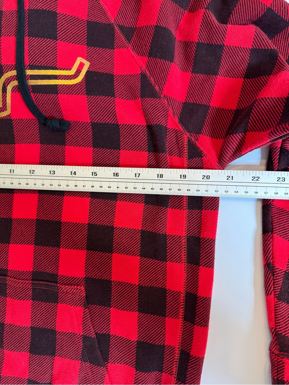 Kimes Ranch Red Black Buffalo Plaid Longhorn Logo Hoodie Sweatshirt Large - Picture 8 of 9